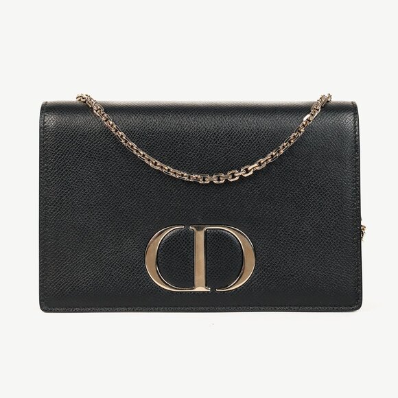 Christian Dior 30 Montaigne Black Leather 2-in-1 Pouch - Picture 1 of 15